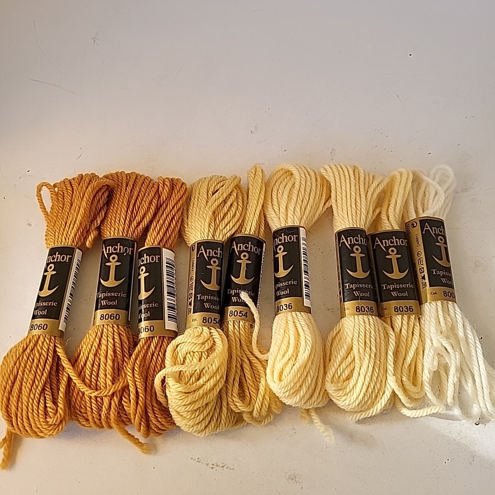 Anchor Tapisserie Wool Skeins in Yellows Lot Of 9